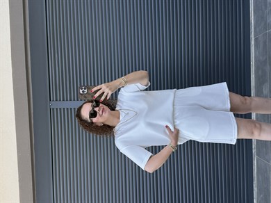 Modal Kumaş Şort T-shirt Takım Beyaz 
