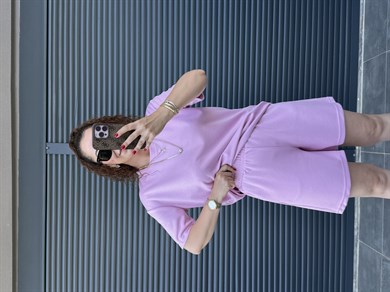 Modal Kumaş Şort T-shirt Takım Pembe