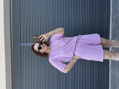 Modal Kumaş Şort T-shirt Takım Pembe