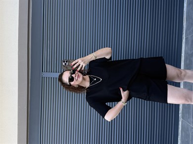 Modal Kumaş Şort T-shirt Takım  Siyah