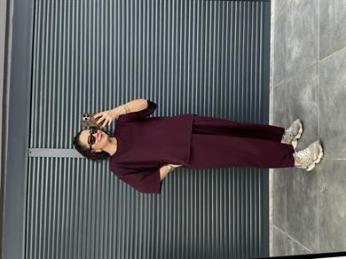 Modal Kumaş T-shirt Pantolon Takım  Mürdüm