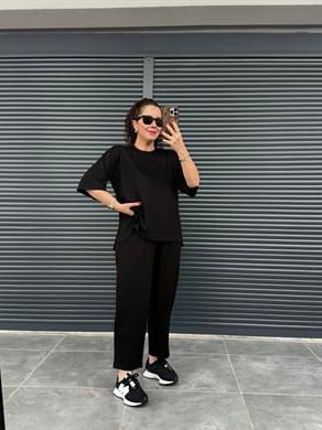 ÖN SİPARİŞ!!!  Modal Kumaş T-shirt Pantolon Takım Siyah