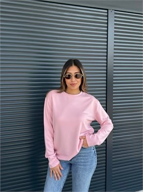 Modal Kumaş Uzun Kollu Basic Pembe