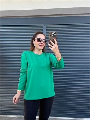 Modal Kumaş Uzun Kollu Basic Yeşil