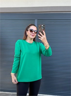 Modal Kumaş Uzun Kollu Basic Yeşil