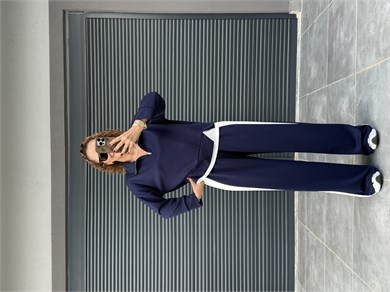 Polo Yaka Garnili Modal Takım Lacivert