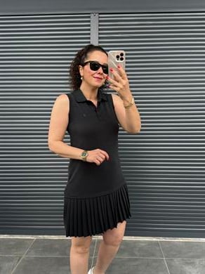 Polo Yaka Kolsuz Pliseli Elbise Antrasit