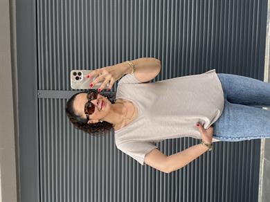 Premium Oval Yaka İthal Modal T-shirt Bej