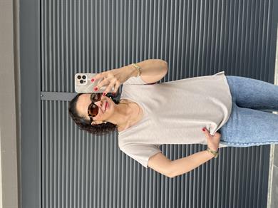 Premium Oval Yaka İthal Modal T-shirt Bej
