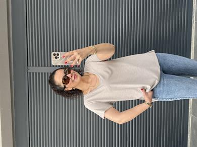 Premium Oval Yaka İthal Modal T-shirt Bej