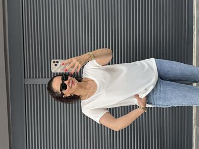 Premium Oval Yaka İthal Modal T-shirt Ekru