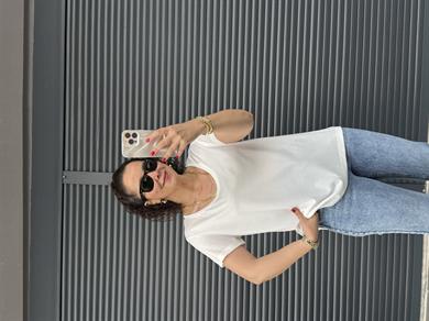 Premium Oval Yaka İthal Modal T-shirt Ekru