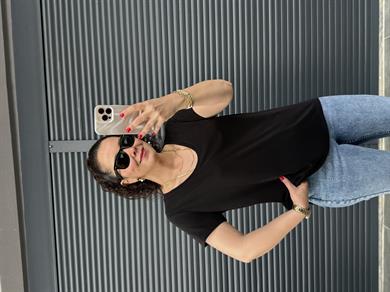 Premium Oval Yaka İthal Modal T-shirt Siyah