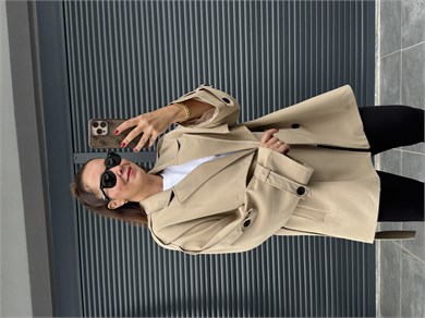 Premium Apoletli Trenç Camel