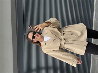 Premium Apoletli Trenç Camel
