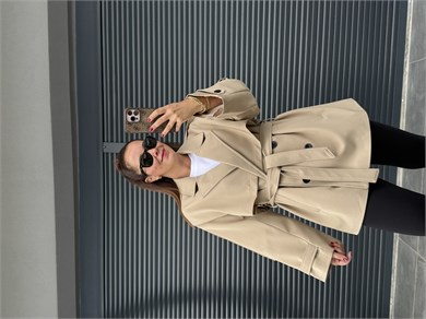 Premium Apoletli Trenç Camel