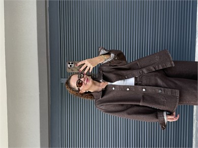 Premium Cepli Denim Ceket  Acı Kahve