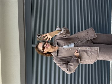 Premium Cepli Denim Ceket  Kahverengi