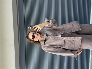 Premium Cepli Denim Ceket  Kahverengi