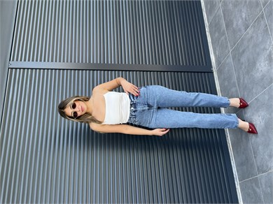 Premium Kalem Paça Toparlayıcı Boy Fit Jean Orta Mavi