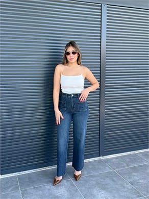 Premium Kare Cepli Palazzo Jean Tint Mavi