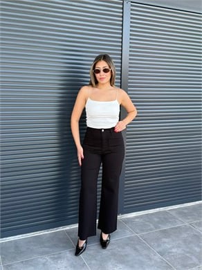 Premium Kare Cepli Palazzo Jean Siyah