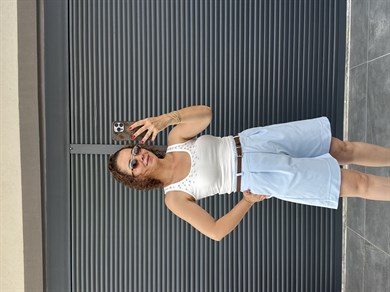 Premium Kemerli Arka Beli Lastikli Şort Bebe Mavi