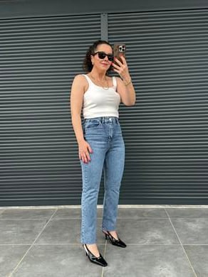 Premium Kesik Paça Boy Fit Jean Açık Mavi