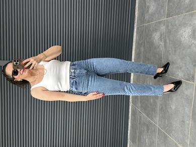 Premium Kesik Paça Boy Fit Jean Açık Mavi