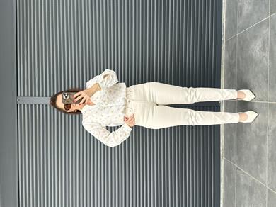 Premium Kesik Paça Mom Fit Jean Bej