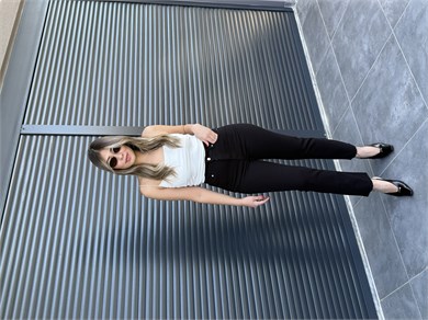 Premium Kesik Paça Toparlayıcı Boy Fit Jean Siyah