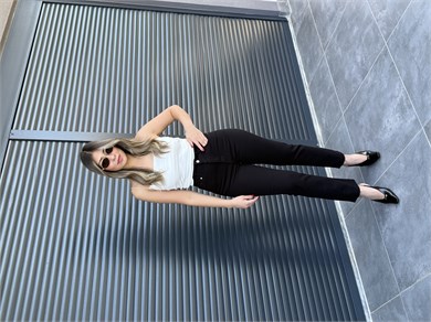 Premium Kesik Paça Toparlayıcı Boy Fit Jean Siyah
