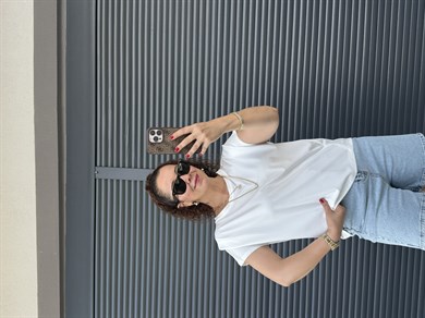 Premium Omuz Detaylı Tasarım T-shirt Ekru