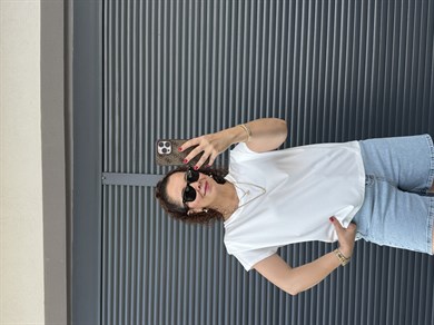 Premium Omuz Detaylı Tasarım T-shirt Ekru
