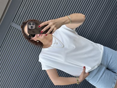 Premium Omuz Detaylı Tasarım T-shirt Ekru