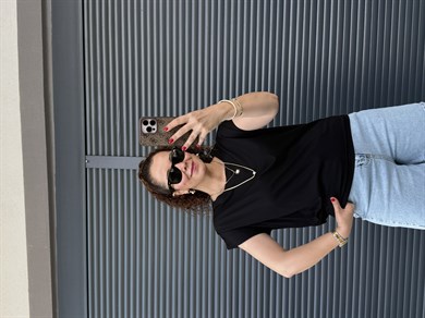 Premium Omuz Detaylı Tasarım T-shirt Siyah