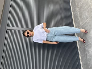 Premium Pullu Balon Jean Açık Mavi