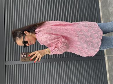Premium Püskül Detaylı Gömlek Pembe