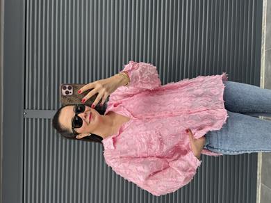 Premium Püskül Detaylı Gömlek Pembe