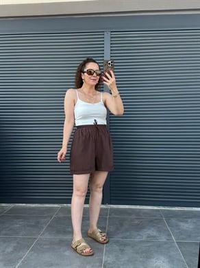 Premium Şehir Boy Tensel Şort Acı Kahve