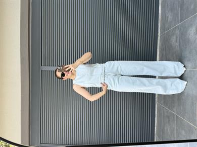 Premium Tensel Denim Bluz Pantolon Takım Buz Mavi