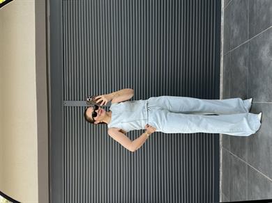 Premium Tensel Denim Bluz Pantolon Takım Buz Mavi