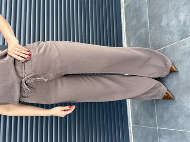 Premium Tensel Denim Bluz Pantolon Takım Kahverengi