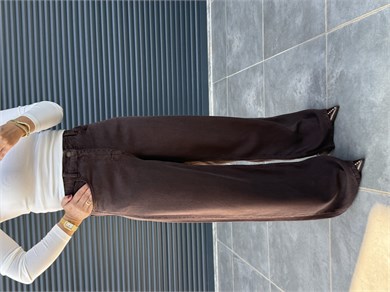 Premium Yumuşak Dokulu Denim Palazzo Acı Kahve
