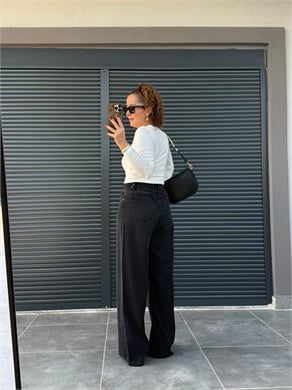 Premium Yumuşak Dokulu Denim Palazzo Antrasit