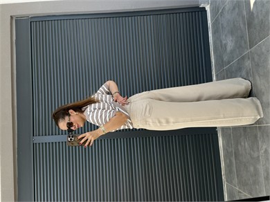 Premium Yumuşak Dokulu Denim Palazzo Bej