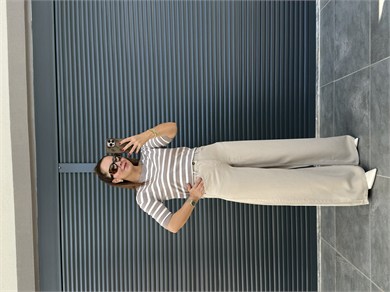 Premium Yumuşak Dokulu Denim Palazzo Bej