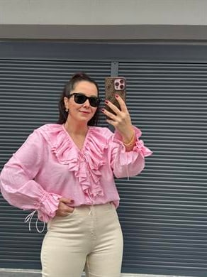 Premium Zr Fırfırlı Bluz Pembe