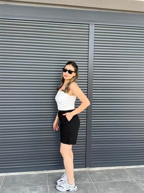 Şehir Boy Keten Yıkamalı Şort Siyah