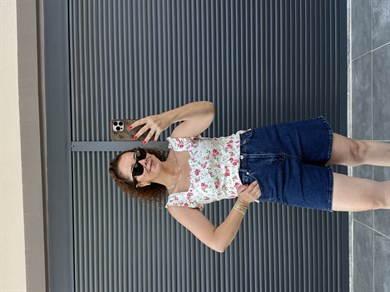 Şehir Boy Mom Kot Şort Koyu Mavi